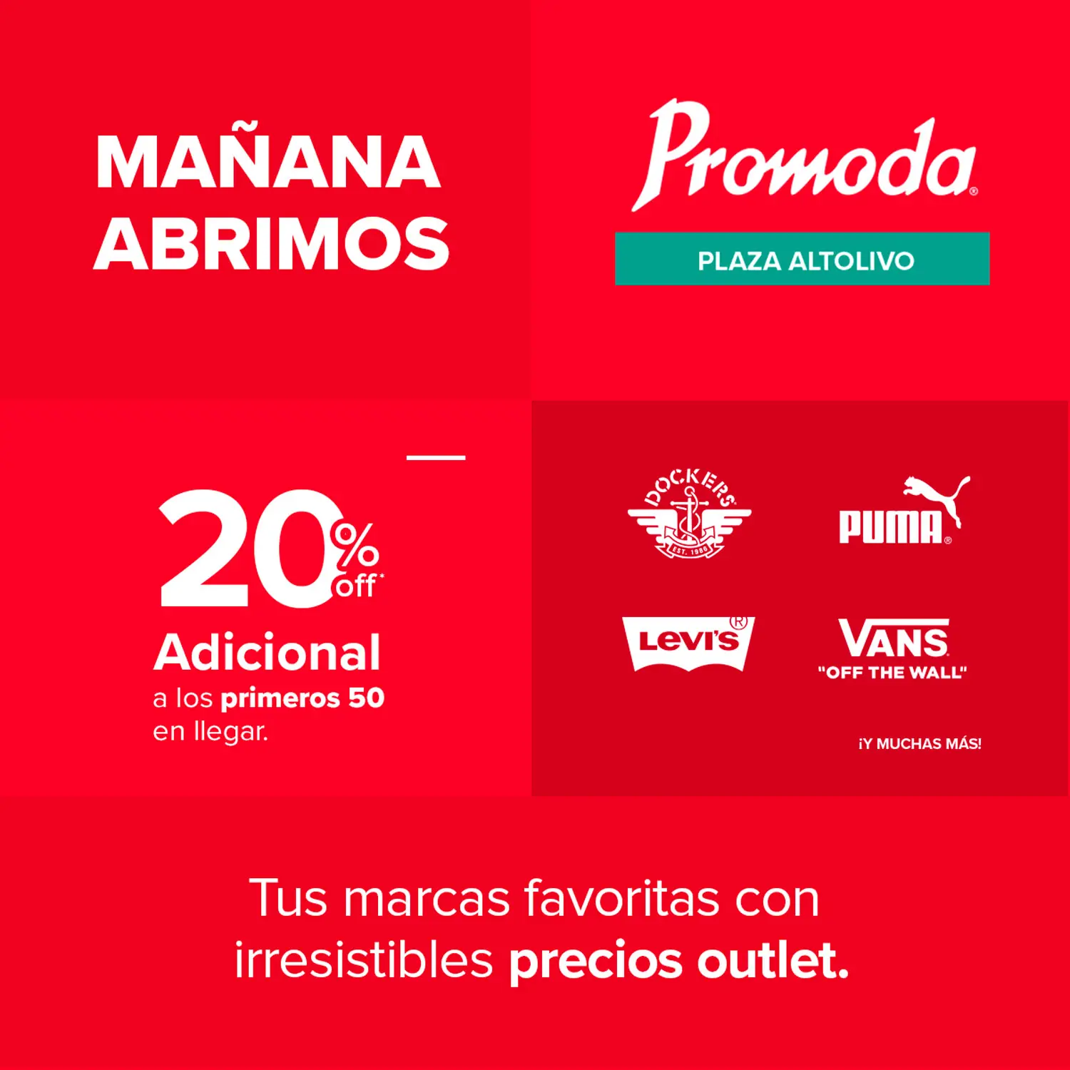 Promoda — Mañana abrimos 20% adicional